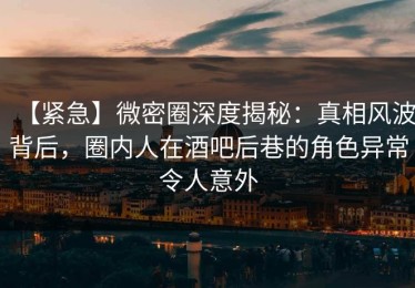 【紧急】微密圈深度揭秘：真相风波背后，圈内人在酒吧后巷的角色异常令人意外