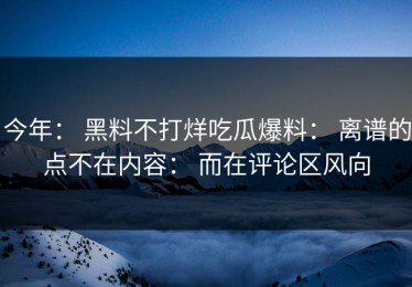 今年： 黑料不打烊吃瓜爆料： 离谱的点不在内容： 而在评论区风向