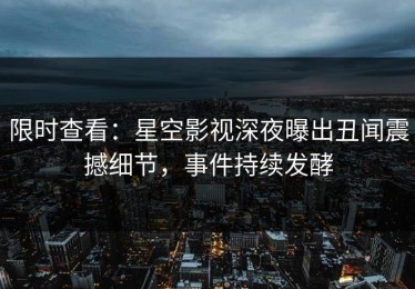 限时查看：星空影视深夜曝出丑闻震撼细节，事件持续发酵