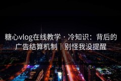 糖心vlog在线教学 · 冷知识：背后的广告结算机制｜别怪我没提醒