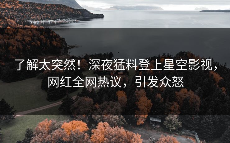 了解太突然！深夜猛料登上星空影视，网红全网热议，引发众怒