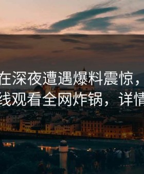 圈内人在深夜遭遇爆料震惊，蘑菇影视在线观看全网炸锅，详情探秘
