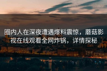 圈内人在深夜遭遇爆料震惊，蘑菇影视在线观看全网炸锅，详情探秘